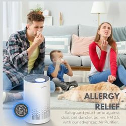 FIXAIR portable air purifier for home H13 true HEPA, air cleaner for smoke, for large room, office, bedroom, pets, odors, pollen, dander, dorm room, w