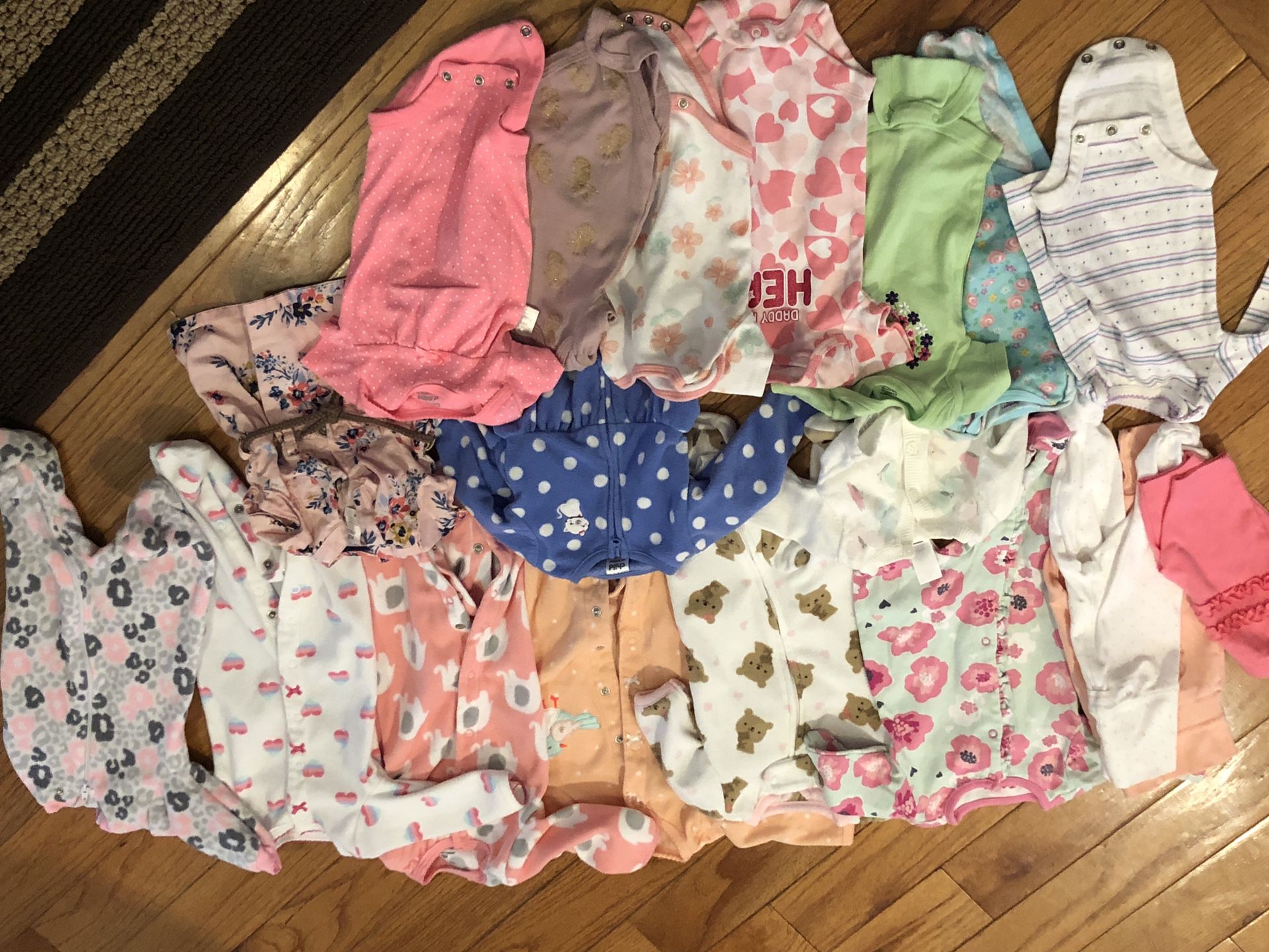 Newborn lot of bodysuits pajamas and swaddles - 21