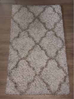 Shaggy Area Rug Cream and Gray