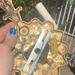 Antique French Art Nouveau Solid Cast Bronze Wall Sconce Lamp 