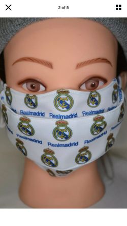 Real Madrid Jersey Face Mask white cotton jersey material soccer face mask