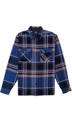 Hurley Mens XL Santa Cruz Flannel Shirt Blue Pink Plaid Long Sleeve NWT