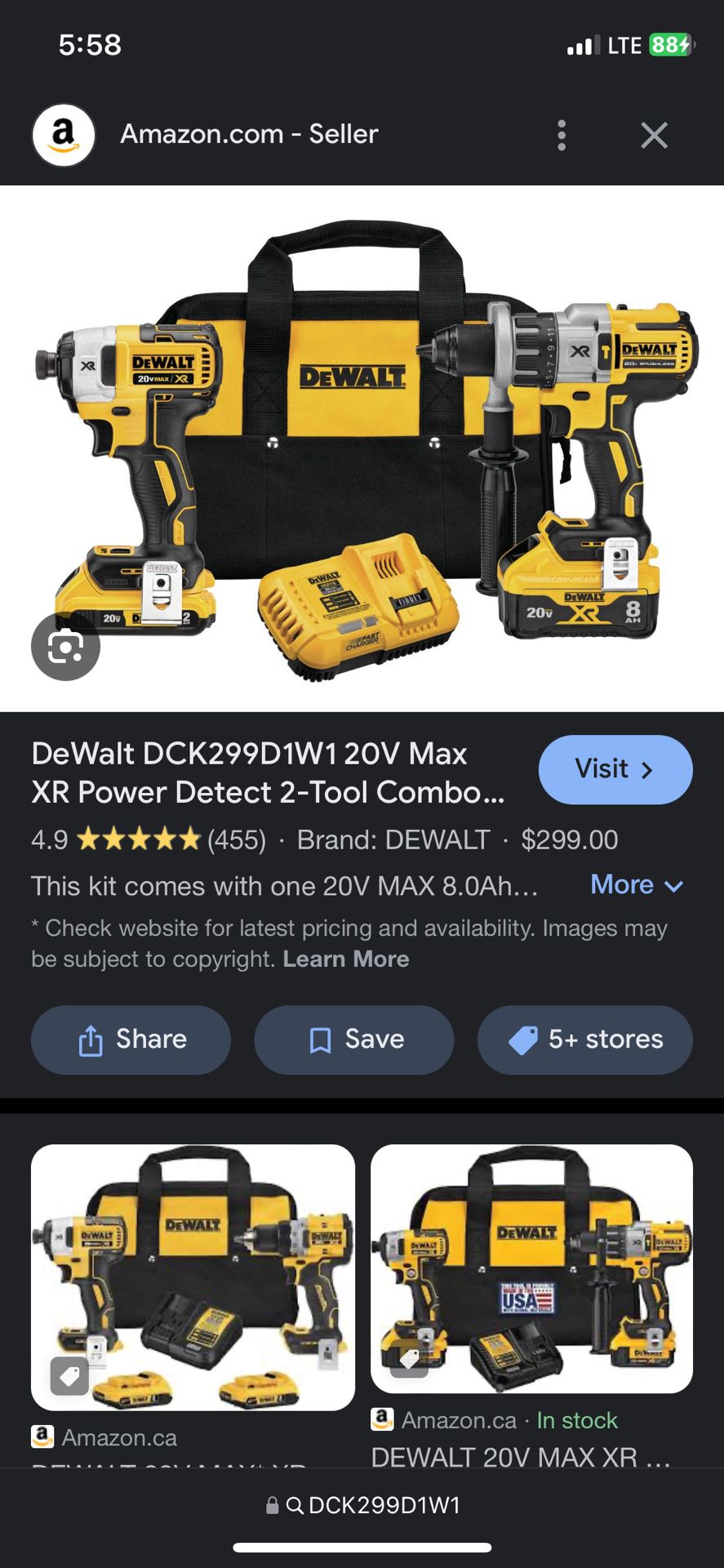 DEWALT XR POWER DETECT 2-Tool 20-Volt Max Brushless Power Tool Combo Kit with Soft Case 