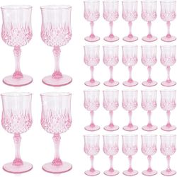 NEW-48 PCS Plastic Pink Wine Glasses