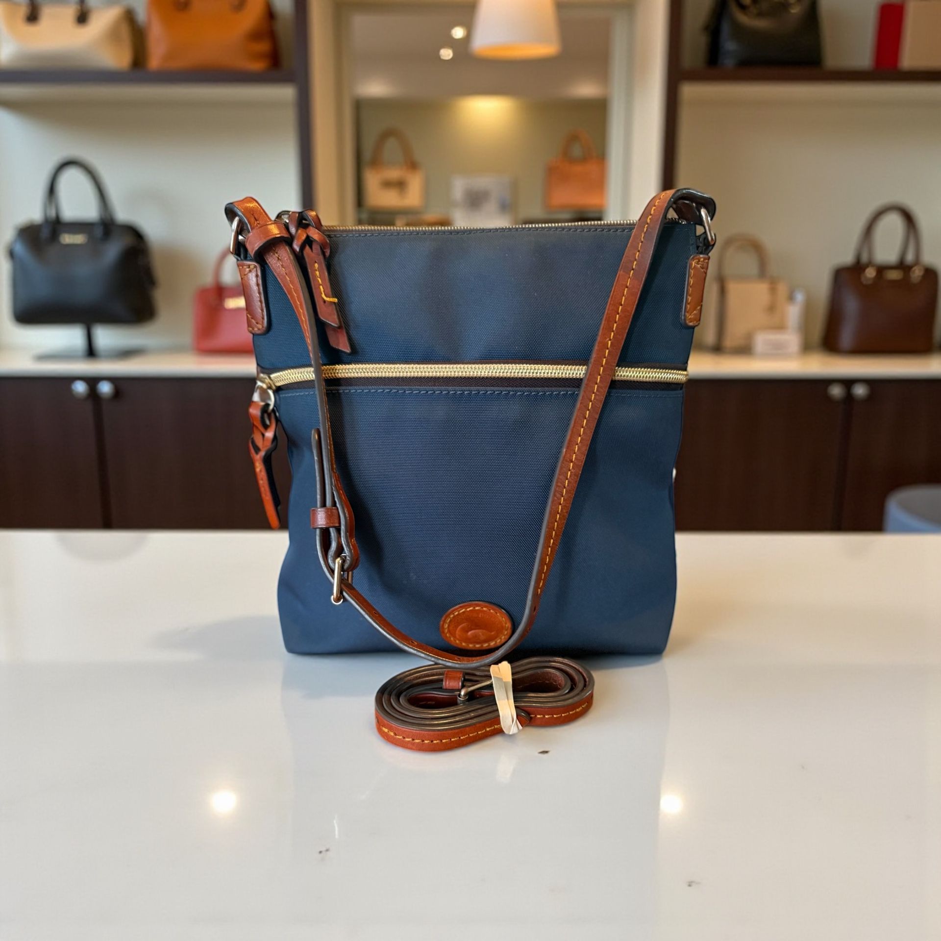 Dooney & Bourke Blue and Brown Crossbody Bag