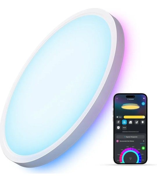 12in Govee Smart Ceiling Light, RGBIC LED 2400LM Flush Mount Fixture Retails $88