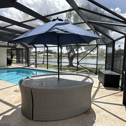 Oval Patio Dining Set with Umbrella