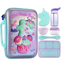 Lunch Bag Lunch Box Set - Lunch Box Kit, Kid's Insulated Lunch Bag with 4 Compartment Lunch box Ice Pack Water Bottle 