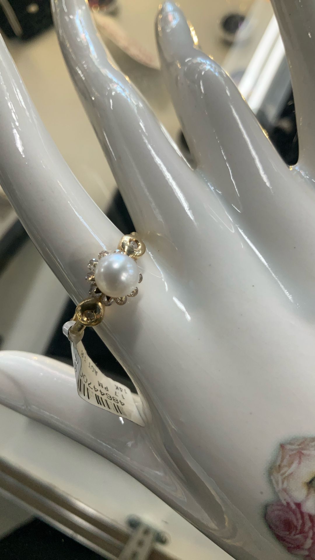 Genuine 14k Yellow Gold Ring With Synthetic Pearl
