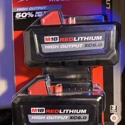 2 Milwaukee M18 6.0 High Output XC Batteries 