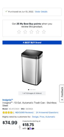 Insignia 13 Gallon Automatic Trashcan