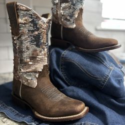  Macie Bean leather,  Size 4 sequin boots