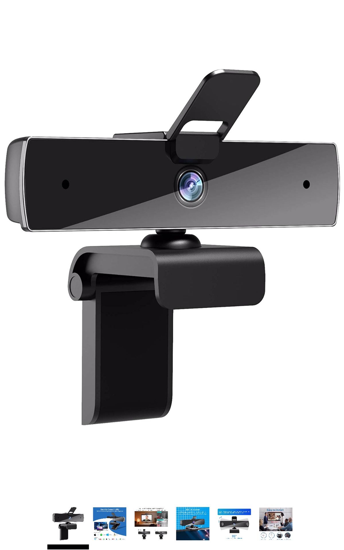 Webcam with Microphone and Privacy Cover, [Upgraded] QTNIUE FHD Webcam 1080p, Desktop or Laptop and Smart TV USB Camera for Video Calling, Stereo Str