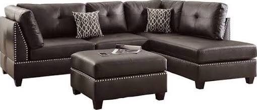 New espresso leather sofa sectional with ottoman