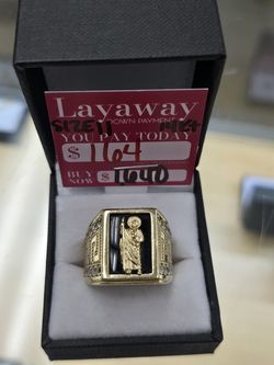 Saint Jude Black Onyx 14kt Men's ring
