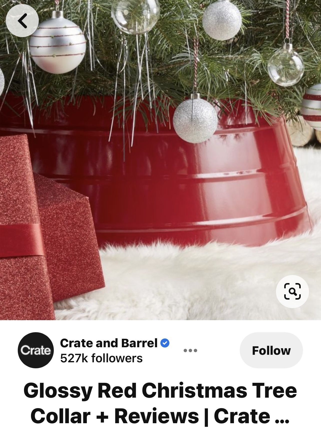 Red Metal Christmas Tree Collar 27 “(Crate and barrel)