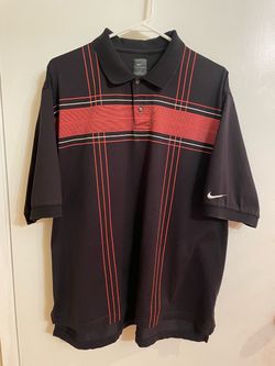 Nike Golf Polo Shirt Black Red Stripe