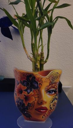 vase plate with lucky bamboo