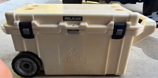 Pelican 80 quart wheeled cooler white