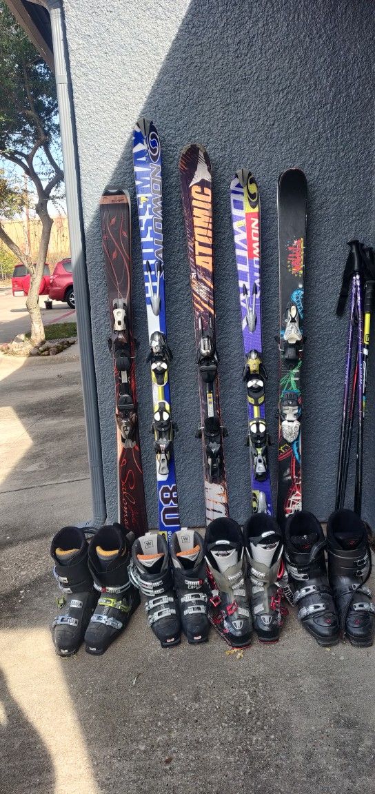 Variety Of Skis And Boots