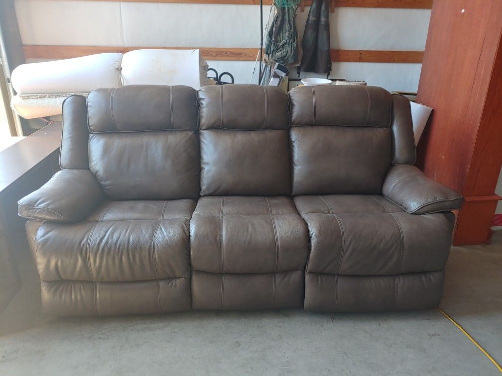 Italian Leather Electric Reclining Couch And Loveseat