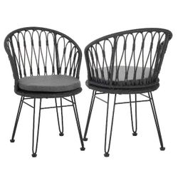 Brand new Wicker Patio Dining Chairs with Cushions – Set of 2