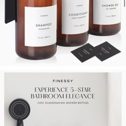 Shampoo and Conditioner Dispenser for Shower 3 Amber Chambers, Shower Soap Dispenser Wall Mounted No Drill, Shampoo Bottles Refillable with Pump & Lab