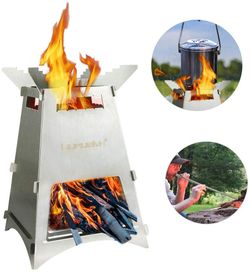 Firepit Wood Burning Camping Stove Portable Backpacking Stoves Fire Bellows Lightweight Stainless Steel Grill