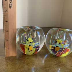 Glass F I S H candleholders (set of 2)