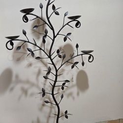 Sale! Vintage Metal Rustic  Leaf Pillar Candle Stand 51x26 ( Reseda ca)