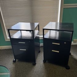 Two Small File Cabinets With Keys and Outlets