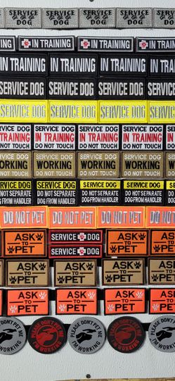 Service Dog Velcro Patches __ Large Selection __ Hook & Loop __ starting at $3 each