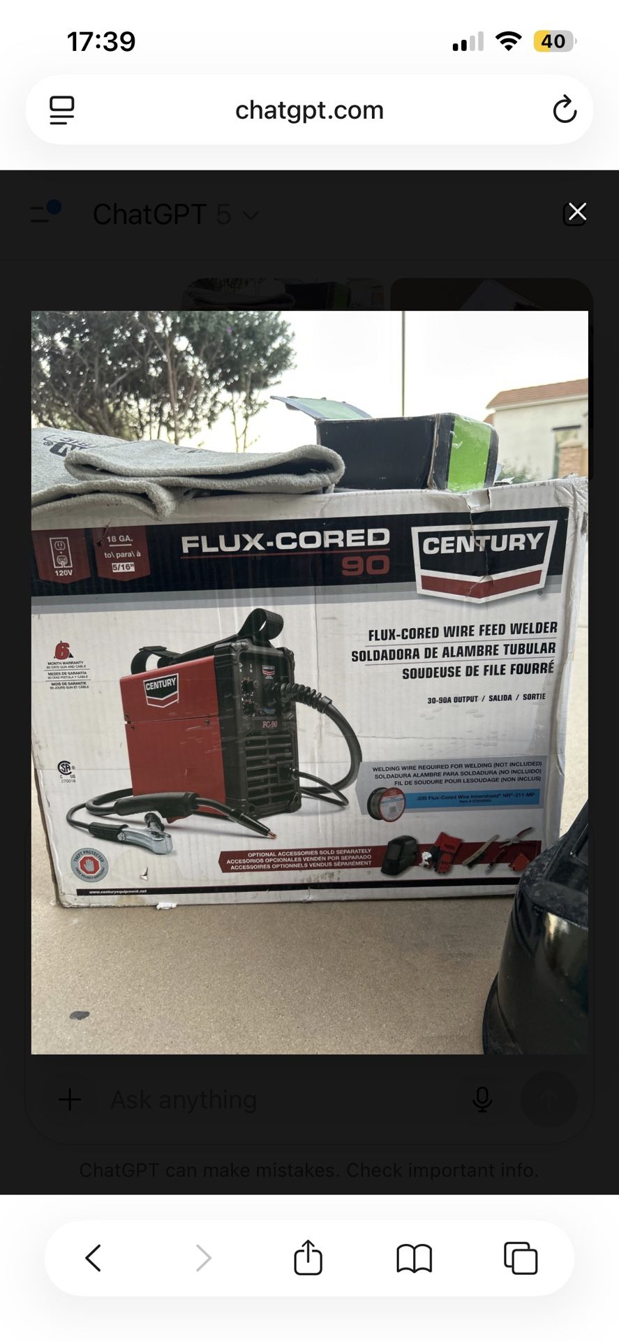 Century FC-90 Welder Set, Helmet, Gloves & Wire Included!