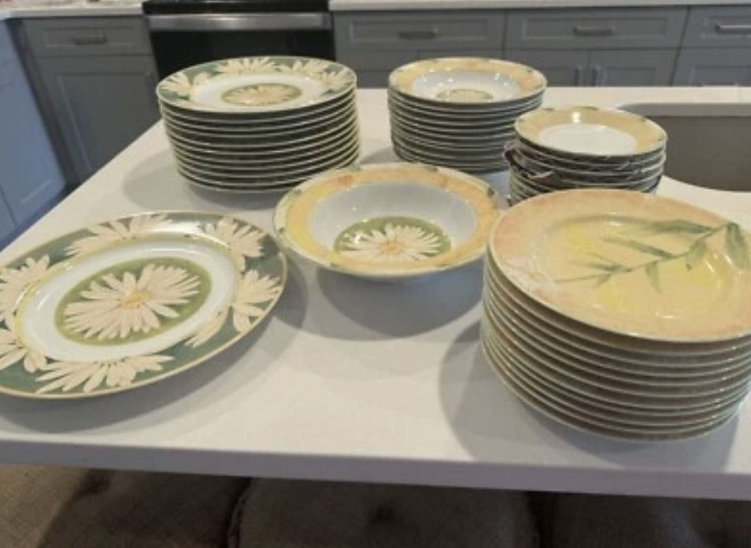 Vintage Discontinued Rare Gorgeous Mikasa Daisy Charm Dinnerware Set For 10