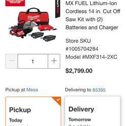 MX FUEL LITHIUM CORDELESS CUT OFF SAW KIT