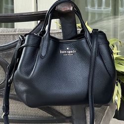 KATE SPADE DUMPLING SMALL SATCHEL SHOULDER HOBO BAG TOTE BLACK LEATHER GOLD