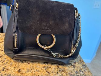 Chloe Faye Leather Backpack/Shoulder Bag with Gold Accents