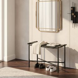 Homy Casa · Sorella 24″ Woven Accent Entryway Stool · Lightweight Design