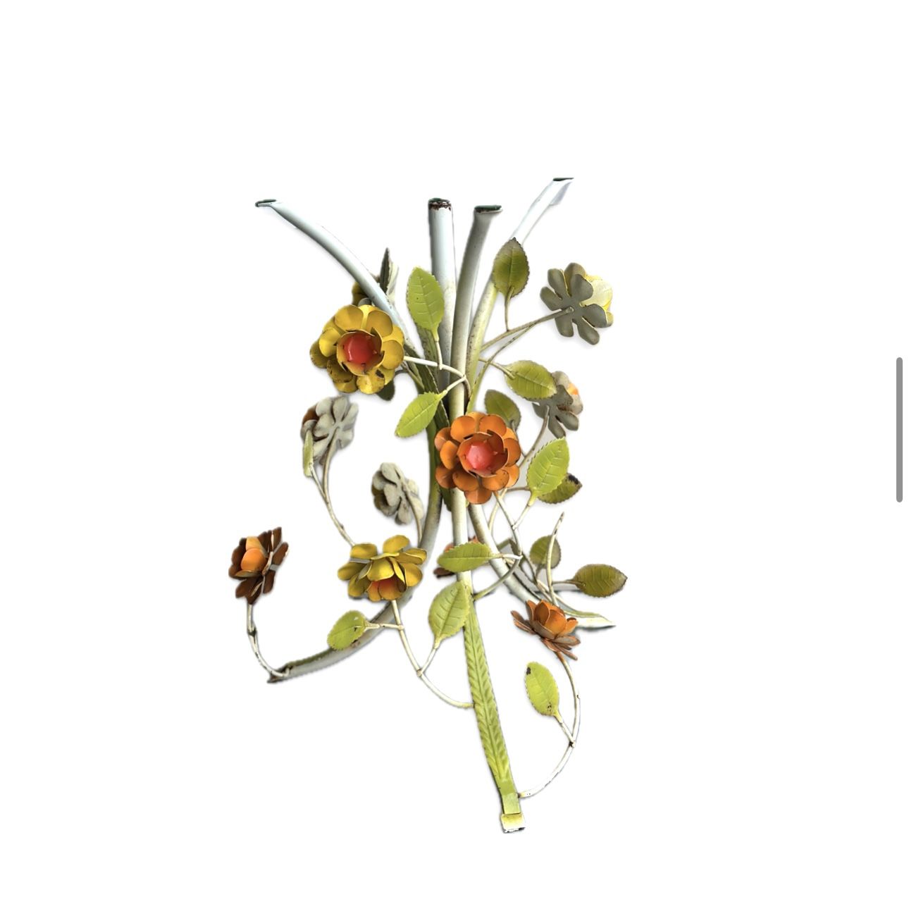 Glass Table Top Base With Flowers For Garden, Vintage Rustic Metal