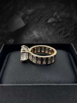 Asscher cut engagement Ring in 14k Yellow Gold