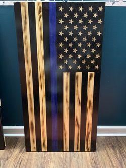 Wooden thin blue line flag