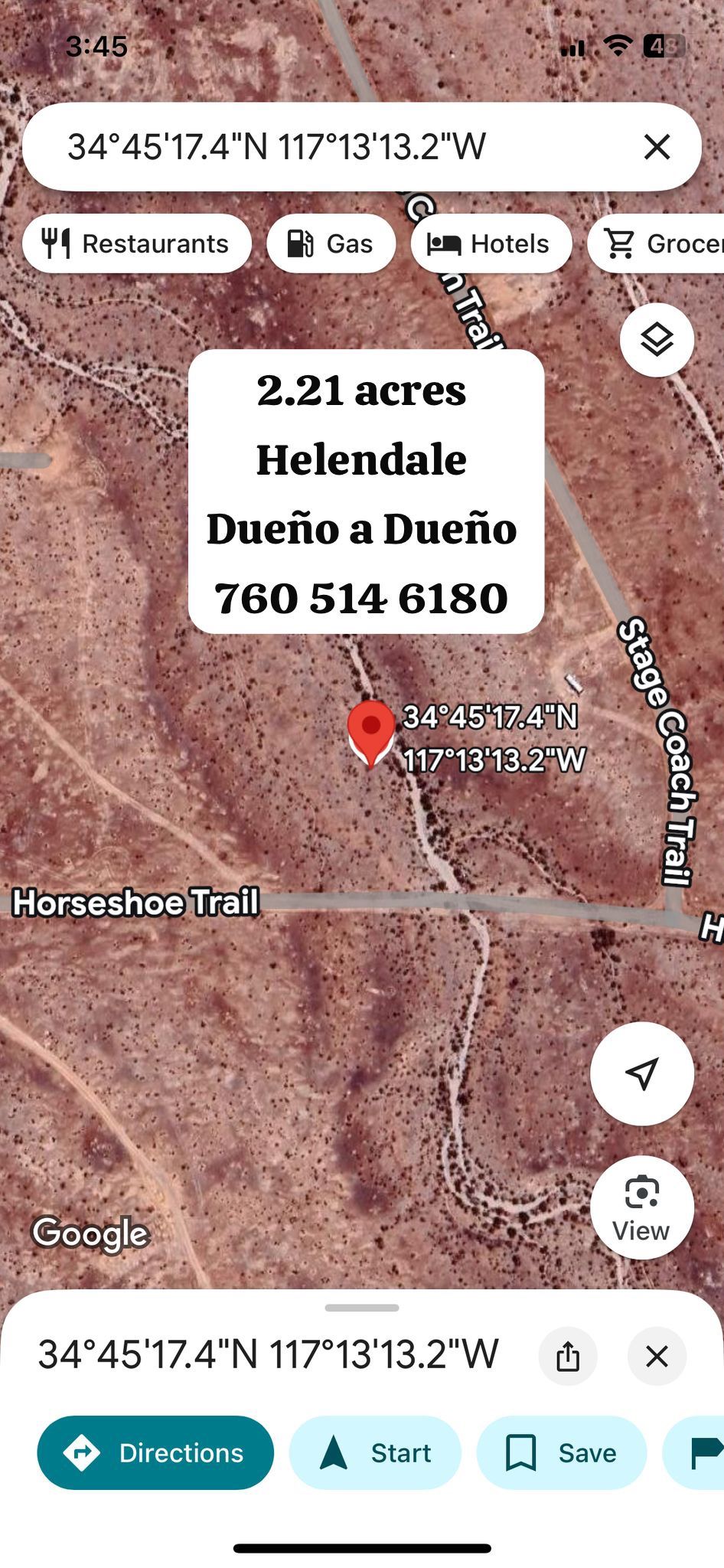 Terreno De Venta En Helendale 2.21 Acres De Dueño A Dueño 