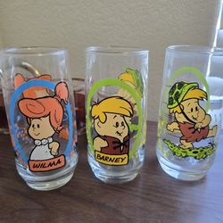 Vintage Flintstones Kids Pizza Hut Collectibles Glasses