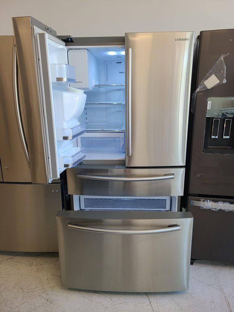 Samsung stainless steel 4-doors French door refrigerator used good condition with 90 days warranty