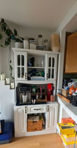 White Kitchen Hutch Cabinet or Bakers Rack
