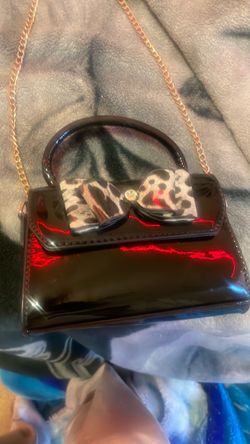 y2k mini black patent purse with bow