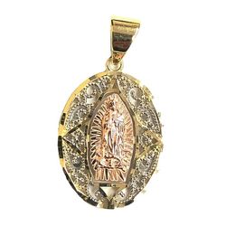Elegant design Virgin Mary religious pendant 14K REAL YELLOW , WHITE & ROSE GOLD.