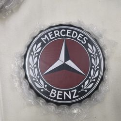 Mercedes Benz Logo Bottle Cap Metal Sign 