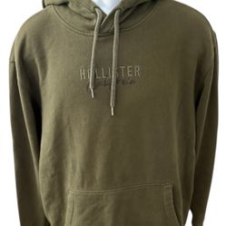 HOLLISTER Olive Green Fleece Pullover Hoodie men’s Size Medium
