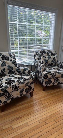 Pair of Floral Upholstered Accent Chairs